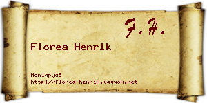 Florea Henrik névjegykártya